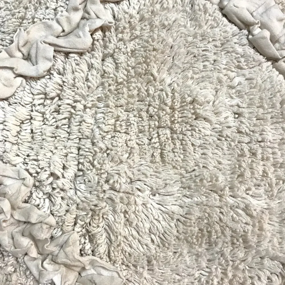 Simply Shabby Chic Antique White 100% Cotton Bath Mat Rug With Lattice Pattern